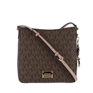 Jet Set Large Travel Logo Crossbody Messenger Handbag (Brown)